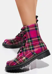 [Betsey Johnson] Elite Plaid Combat Boots