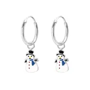 Silver Snowman Hoop Earrings for Girls