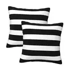 Stripe Black and White Farmhouse Throw 18 x 18-Inch Black and White Stripe