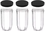 16Oz Cups 6 Piece Set - 3 Replacement Cups with LIDS for Magic Bullet Blender LI