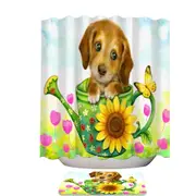 Kids Animal Dogs Art Cute Dachshund in Garden Shower Curtain
