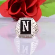 Letter Ring, SilverRing, Chunky Ring, N Letter Ring, Alphabet Ring, Initial Ring