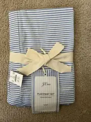 J. Crew Heritage Placemats Set Of 4 Blue White Stripe