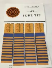"ONE" #43 Sure Tip Board (1-43) Pull Tabs/Jar Tickets Free Shipping