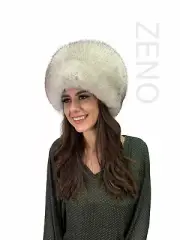 Fox Fur Hat Saga Furs Beanie Hat Natural White Full Fur Hat Adjustable All Fur
