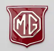 MGB & MGBGT / MGB GT Midget Red & Chrome Front Grill Badge, MG part BHH829