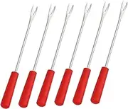 Cabilock Picnic BBQ Supplies 6pcs Reusable Cheese Skewers Meat Fruit Forks Stainless Steel Spit Fork