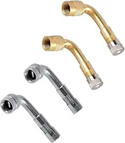 KEWAYO 4pcs Tire Valve Extension Adaptor 90° Universal Valve Stem Extensions Universal Brass Curved Wheel Valve Extender with Valve Cap Wheel Accessories for Car Stroller BicyclesMotorcyclesWait