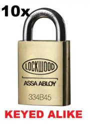 10 x Lockwood Padlocks Keyed Alike 10x keys High Security Padlock 334B45/119/5K