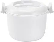 DINHEAROM Microwave Rice Cooker Portable Pot Cooker Noodle Container for Rice Cookware Microwavable Rice Cooker for Microwave Oven Microwave Cooker White re-usable