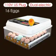 16 Eggs Incubator for Chicken Goose Bird Dual-Electric Mini Household Brooder Qu