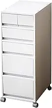 White Rolling Filing Cabinet with Wheels, Mobile File Cabinet, Stationery Storage Organiser Chest for Bedroom and Home Office(5 Tier)