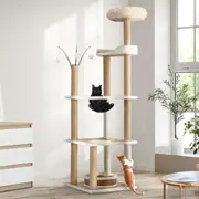 Alopet 164cm Cat Tree Tower Scratching Post Rattan Scratcher Condo House Furniture Multi Level