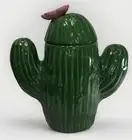 Treasure Craft Cactus W/pink Bloom Cookie Jar. 13.5 Ht. TOAS Lg Glossy Green.