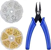 YEXPRESS 1380 Pieces Split Rings Double Loop Jump Ring 4mm to12mm, Split Ring with Split Ring Pliers for Necklaces, Bracelets and Jewelry Making, Gold and Silver