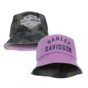 Harley-Davidson Girls' 2T-4T Bucket Hat-Light Purple Reverses To Camo-NEW