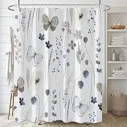 Shower Curtain,Bathroom Curtains Shower Set,Fabric Shower Curtain with 12 Hooks 71x71 Inch，Easy Installation, Machine Washable