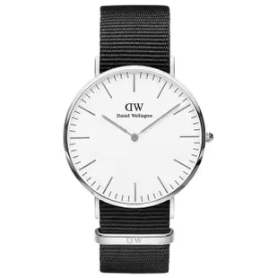 【Daniel Wellington】Classic Cornwall 40mm寂靜黑織紋錶 絕版(DW手錶 DW00100258)