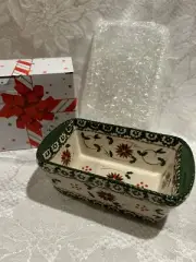 BRAND NEW IN GIFT BOX Temp-tations Old World Festive 12 oz Mini Loaf Pan w Lid