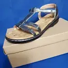 Cushionaire Comfort Front & Back Strap Silver Loop Sandal Faux Leather Sz 9