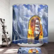 Fiction Art Ship Fjord Portal Shower Curtain