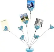 Photo Tree Holder Clip 8 Branch Family Tree Present Card Holder with Clips Adjustable Branch Picture Stand for Memo Paper Note Wedding Photo Display (Blue)