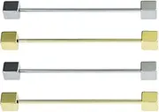 [lasenersm] 4 Pieces Collar Pin Collar Bar Collar Bar Pin Shirt Collar Bar Tie Pins Necktie Pins Clip Clasp Lapel Stick Brooch Square Head Shirt Collar Bar for Men Wedding Business(Sliver, Golden)