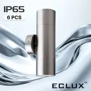 2PACK Satin Chrome Wall Light 240V IP65 Waterproof For Garden Patio Easy Install