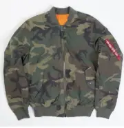ALPHA INDUSTRIES MEN MA-1 CTN REVERSIBLE JACKET (CAMO / WOODLAND CAMO) XS