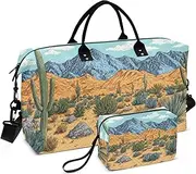 [YXYZRMY] Travel Duffel Bag Desert Landscape Cacti Mountains Gym Bag Sports Tote Bag with Multiple Interior Pockets Shoulder Weekender Bag for Women Men with Toiletry Bag 20.5”x 7.9”x 13.8