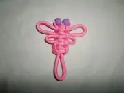 Pink Dragonfly Paracord Keychain or Zipper Pull Pink with Purple Beads