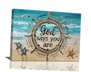 Ocean Nautical Wall Art Coastal Beach Canvas Wall Decor God 16L" x 12W" Rudder