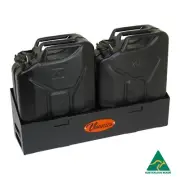 VONNIES 20L DUAL / DOUBLE WATER FUEL JERRY CAN HOLDER MOUNT P/COATED BLACK TYPE2