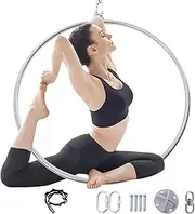 Aerial Yoga, Ring Sling, Aerial Hoop, 1-Point Suspension Gymnastic Rings, Gymnastics Rings, Black Steel Ring for Home and Dance Hoops, Yoga Ring, Circus Acrobatics Also, Fitness Ring