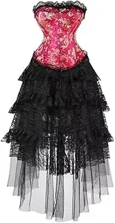 [Hengzhifeng] Corset Steampunk Bustier with Lace skirt Dancewear Night out Outfit Women