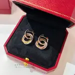 二手精品 CARTIER 卡地亞 LOVE系列 TRINITY 耳環 18K金 粉紅色藍寶石