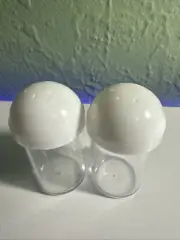12 MINI 2 Inch SALT & PEPPER SHAKERS WEDDING Party FAVORS WHITE / Clear