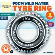 Summer Splash [3PK] Inflatable Swim Rings Tyre Design Summer Fun Beach Pool