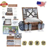 Stylish Wicker Picnic Set with Cooler and Blanket - Perfect for Outdoor Dining