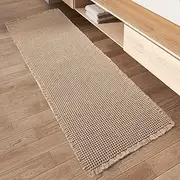 Rvolst Bath Mat for Bathroom Waffle Woven Bathroom Mat Super Absorbent Long Bathroom Runner Machine Washable Non Slip Bath Rug Farmhouse Boho 61x183cm Brown