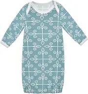 [sanluoli] Organic Cotton Little Sister Sleeper Gown Long Sleeves Soft Comfy Baby Nightdress Baby Girl Boy Coming Home Gown 3M Blue Lines Mandala Minimalist, Blue Lines Mandala Minimalist