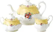 Royal Albert 100 Years 1990 3-Piece (Teapot, Sugar & Creamer) Tea Set, Bouquet