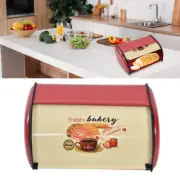 (Red)Metal Bread Box For Kitchen Countertop Large Capacity Bread Bin Holder E BX