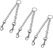 DRESSOOS Dog Leash Double Ends 3 Pieces Hauling Cable Iron Chain Pulling Rope Silver for Single or Double Dogs Easy to Adjust