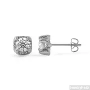 6mm Silver CZ Cubic Zirconia 3D Prong Stud Earrings Unisex