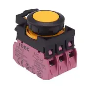 IDEC CW Series Yellow 22.3mm Momentary Flush Push Button Switch 3NC IP65