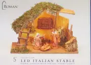 5 Pcs: Roman Inc Fontanini 5" Nativity LED Lighted Italian Stable Set Italy New