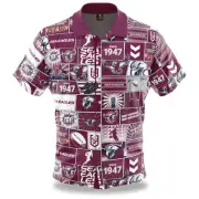 NRL Fanatics Button Up Polo Shirt - Manly Sea Eagles - Rugby League