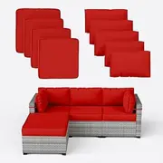 9 Pcs Patio Cushion Covers Outdoor Patio Cushions Covers, Replacement Waterproof with Zipper for 5 Pcs Patio Furniture Set, Patio Sofa Couch 4 Sizes, Covers Only
