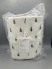 Potter Barn KING Cotton Percale Pine Tree Sheet Set Winter Holiday NWT